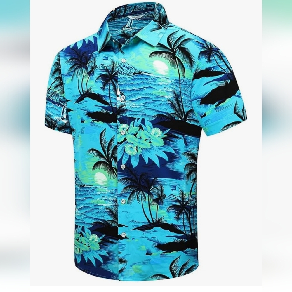 SheLucki Men Hawaiian  Summer Beach Casual Short Sleeves Shirt NWT     Size 5XL